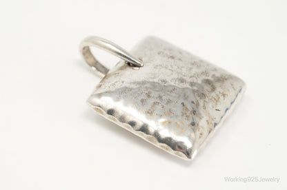 Vintage Silpada Hammered Square Pillow Sterling Silver Necklace Pendant