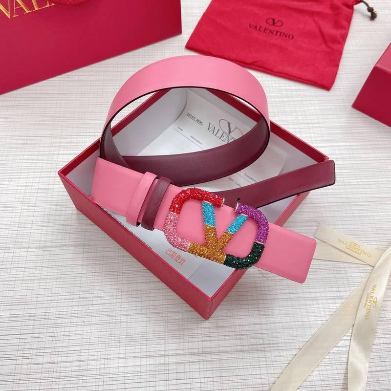 VALENTINO GARAVANI V logo Rainbow Reversible Leather Belt 'Pink/Red'