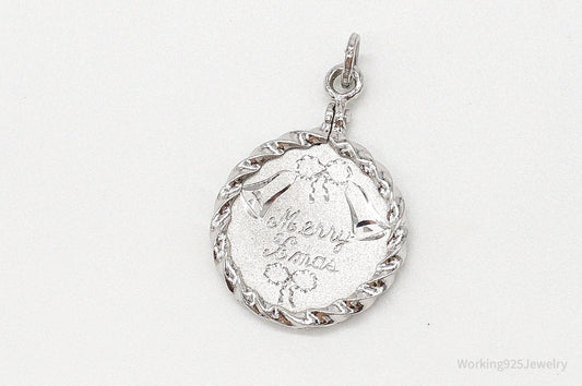 Vintage "Merry Xmas" Etched Bells Sterling Silver Pendant — photo 2 of 7