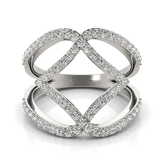 14k White Gold Entwined Design Diamond Dual Band Ring (3/4 cttw) — photo 2 of 8