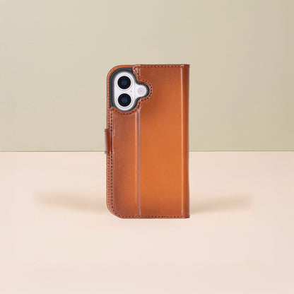 Leathere iPhone 17 Wallet Case – Rustic Brown - New York