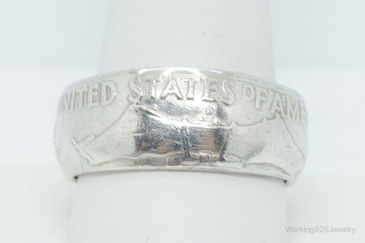 Vintage 1958 Half Dollar Silver Ring - Size 12.25