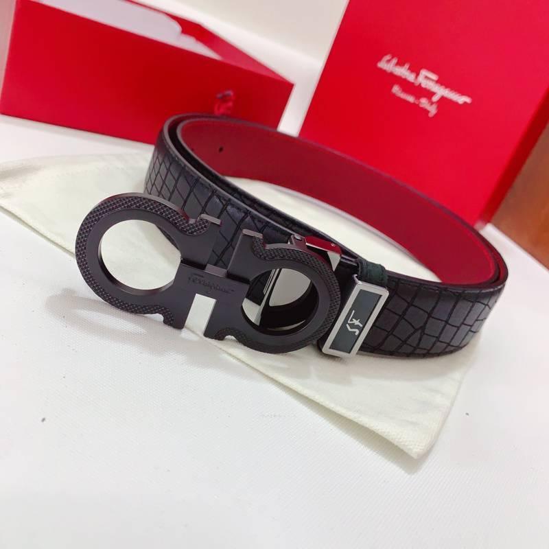 Salvatore Ferragamo Gancini Men's Leather Belt (Black) – Luxury Italian Accessory