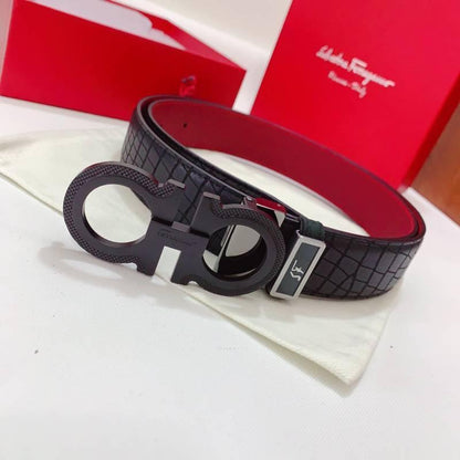 Salvatore Ferragamo Gancini Men's Leather Belt (Black) – Luxury Italian Accessory