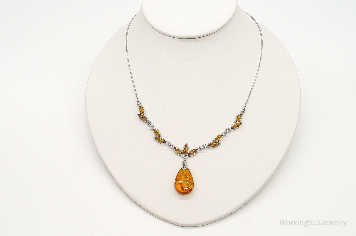 Vintage Designer Amber Sterling Silver Necklace