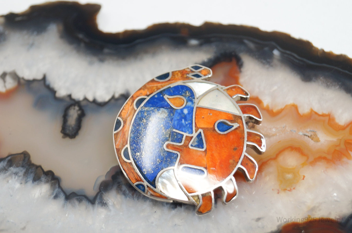 Broche/Colgante Sol y Luna Vintage Mexicano – Plata 950 – Joyería Artesanal del Suroeste