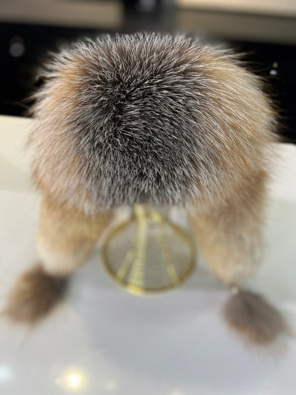 Genuine Silver Fox Fur Genuine Leather Hat