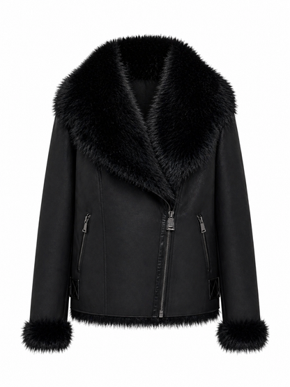 Estella Faux Fur Jacket in Black
