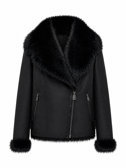 Estella Faux Fur Jacket in Black