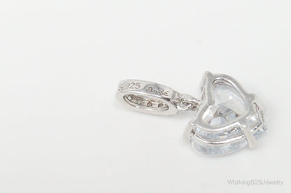 Vintage Heart Cubic Zirconia Sterling Silver Necklace Pendant