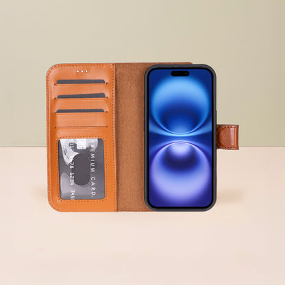 Leathere iPhone 17 Wallet Case – Rustic Brown - New York