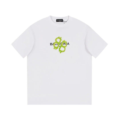 Balenciaga White & Green T-Shirt Without Collar