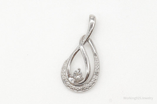 Vintage Designer 4 Diamond Sterling Silver Pendant