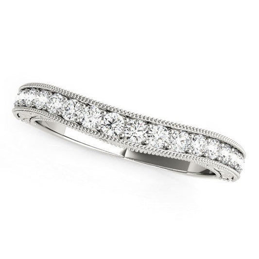 14k White Gold Bead Border Curved Diamond Wedding Ring (1/4 cttw) — photo 1 of 2