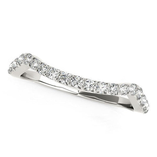 14k White Gold Modern Curvy Design Diamond Wedding Band (1/5 cttw) — photo 1 of 2