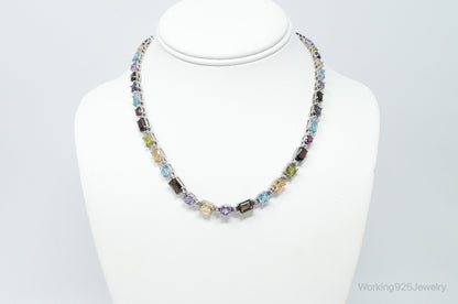 Vintage Multi Stone Sterling Silver Necklace