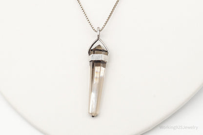 Vintage Large Smoky Topaz Sterling Silver Necklace