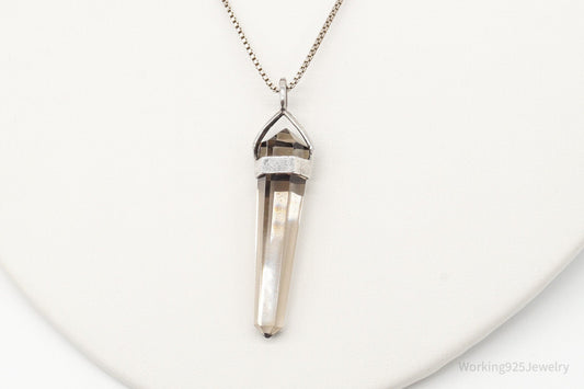 Vintage Large Smoky Topaz Sterling Silver Necklace