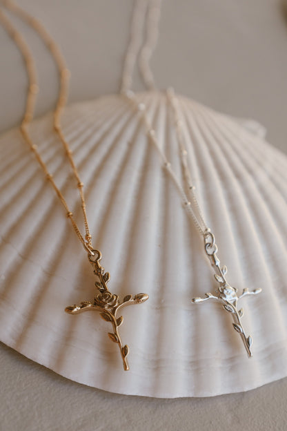 Roselle Cross Necklace