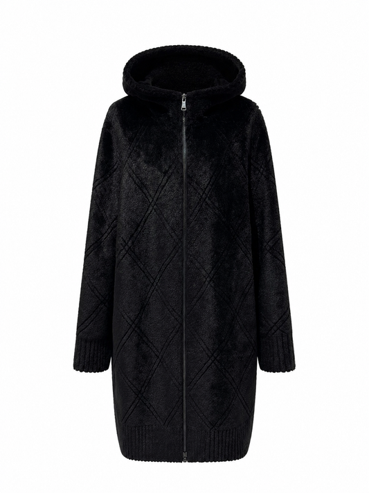 Rei Reversible Faux Fur & Suede Coat in Black/Black