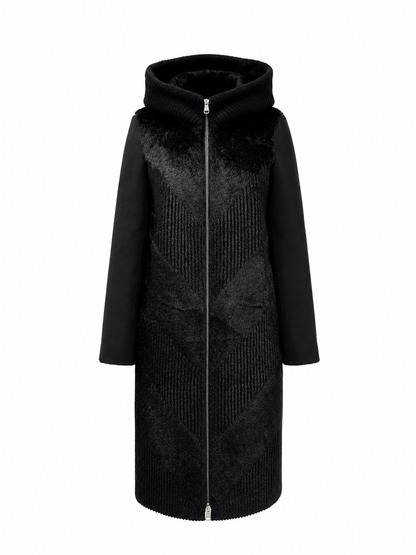 Reversible Faux Fur & Suede Hooded Coat