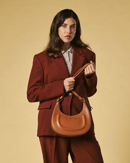 Ornella (cognac) - Italian calf leather women's crossbody bag (with shoulder strap) — photo 8 of 9
