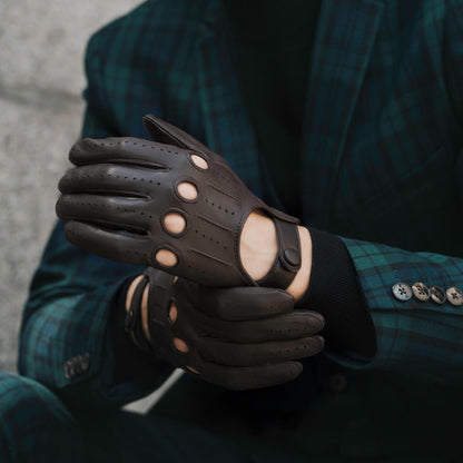 Mario (dark brown) - Italian lambskin leather driving gloves & touchscreen feature — photo 6 of 10