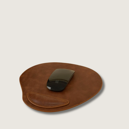 Ergonomic Leather Mouse Pad with Wrist Support - Dark Brown - Portland