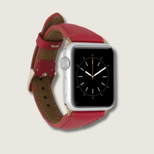 Classic Red Leather Apple Watch Band - Dallas