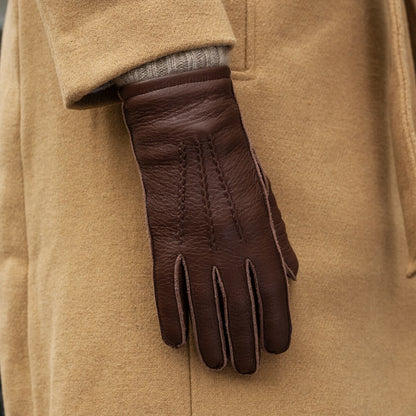 Vittoria (brown) - Italian gloves made of American deerskin leather with cashmere lining — photo 10 of 10