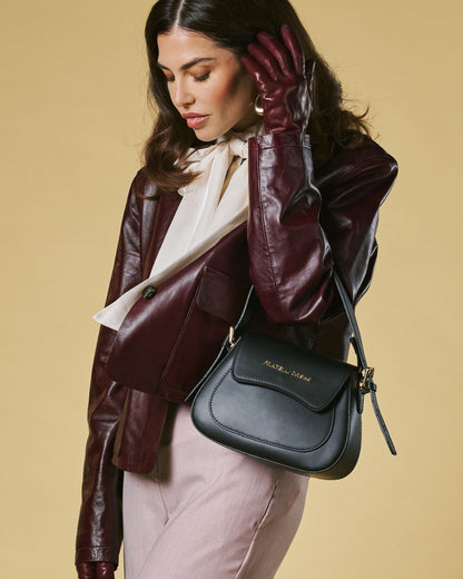Ottavia (black) - Italian calf leather women's crossbody bag (with shoulder strap) — photo 3 of 8