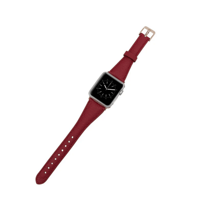 Classic Red Leather Apple Watch Band - Dallas
