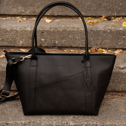 The Leathere New York Tote - Black