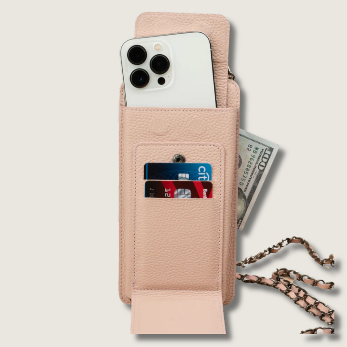 Leather Pink Crossbody Bag Phone Wallet - Columbus