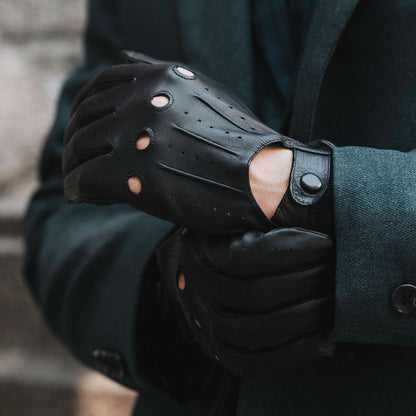 Enzo (black) - Italian lambskin leather driving gloves — photo 3 of 10