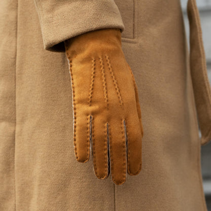Beatrice  - Italian suede leather gloves with luxurious natural sheep fur lining — photo 8 of 10