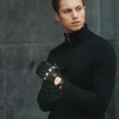 Mario (black) - Italian lambskin leather driving gloves & touchscreen feature — photo 8 of 10