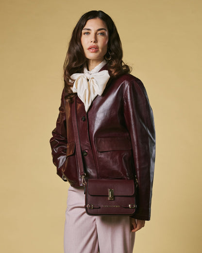 Mirella (eggplant) - Italian calf leather women's crossbody bag (with shoulder strap) — photo 4 of 9