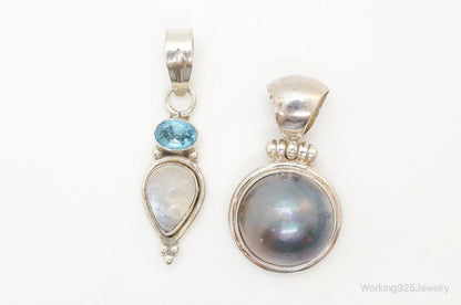 Vintage Multi Gem Sterling Silver Pendants