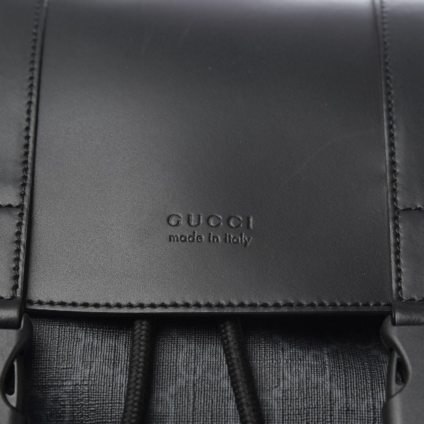 Gucci Soft GG Supreme Monogram Appia Calfskin Web Double Buckle Backpack Black