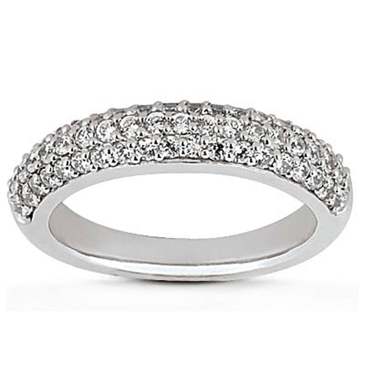 14k White Gold Triple Multi-Row Micro- Pave Diamond Wedding Ring Band — photo 1 of 4