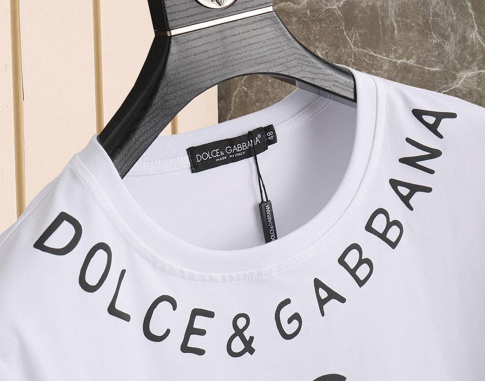 Dolce & Gabbana T-Shirt Without Collar 'White & Black'