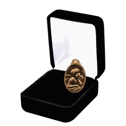 Vintage Bronze Dreaming Angel Medal