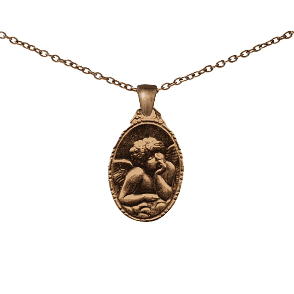 Vintage Bronze Dreaming Angel Medal