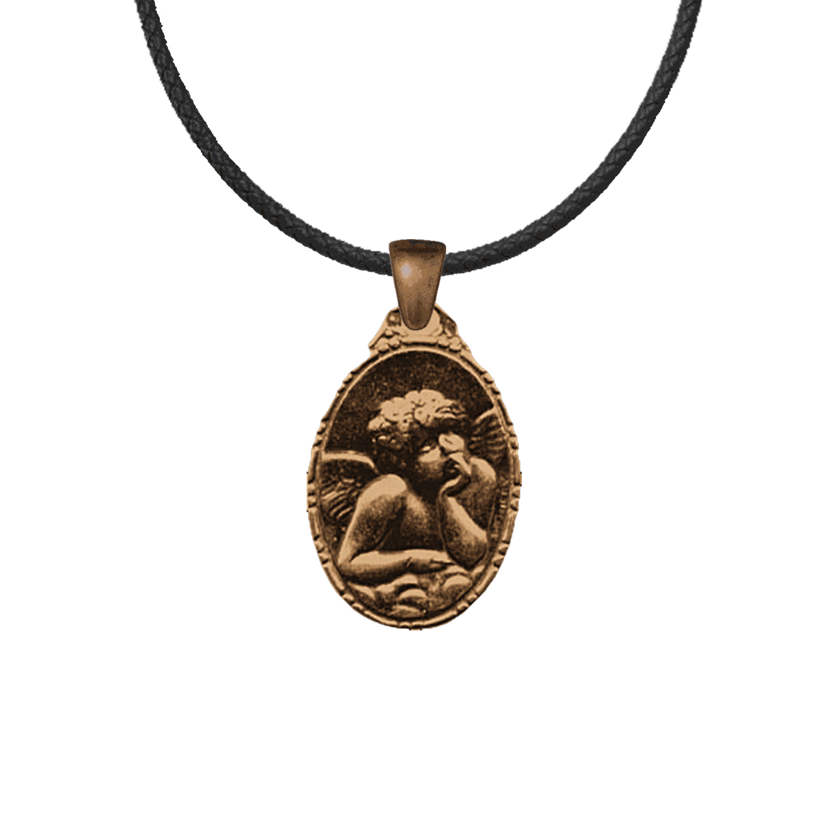 Vintage Bronze Dreaming Angel Medal