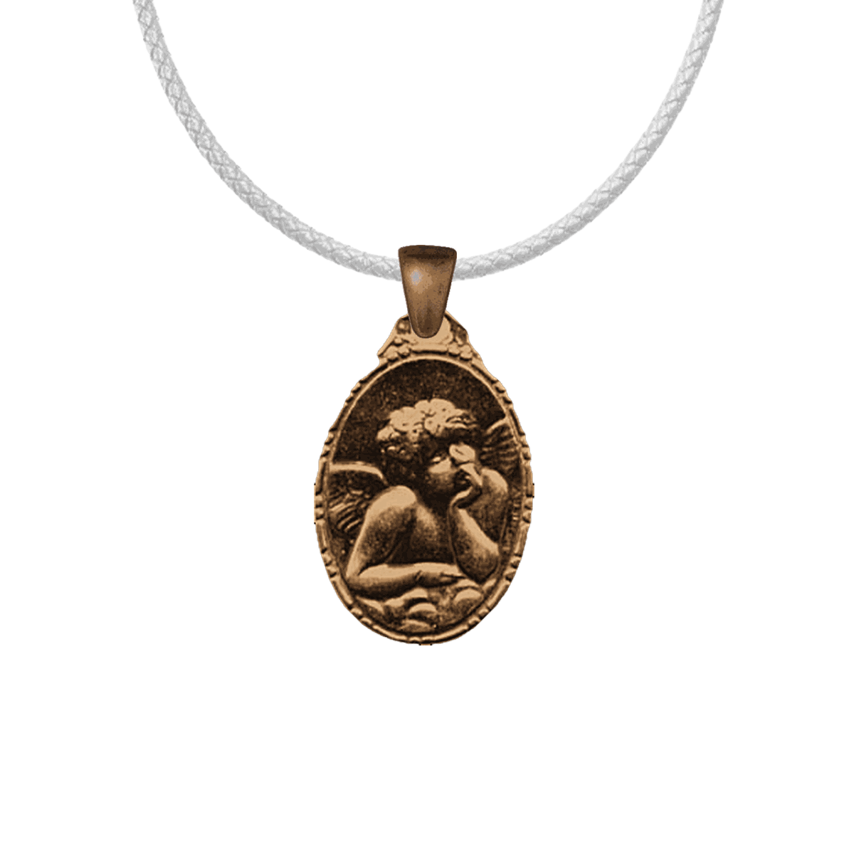Vintage Bronze Dreaming Angel Medal