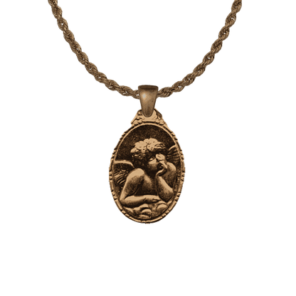 Vintage Bronze Dreaming Angel Medal