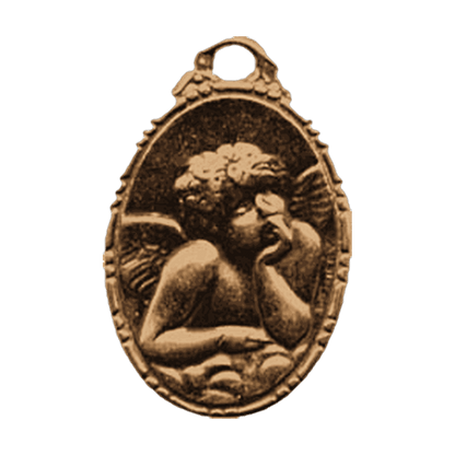Vintage Bronze Dreaming Angel Medal