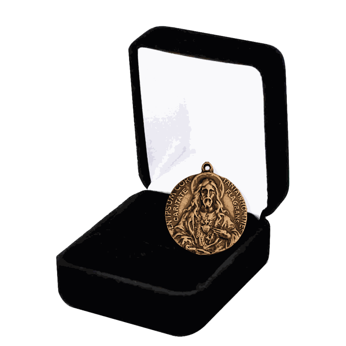 Vintage Bronze Sacred Heart Scapular Medal