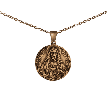 Vintage Bronze Sacred Heart Scapular Medal